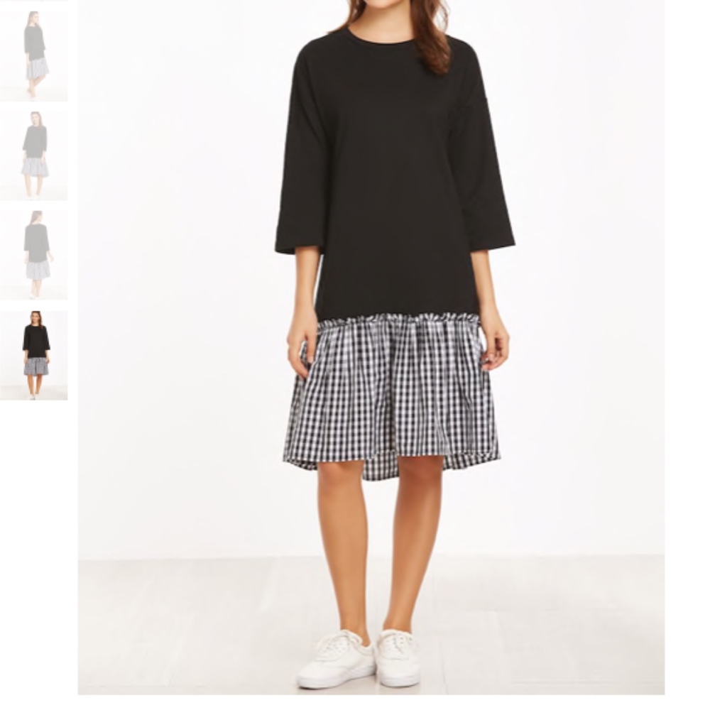 SHEIN Gingham frill midi dress